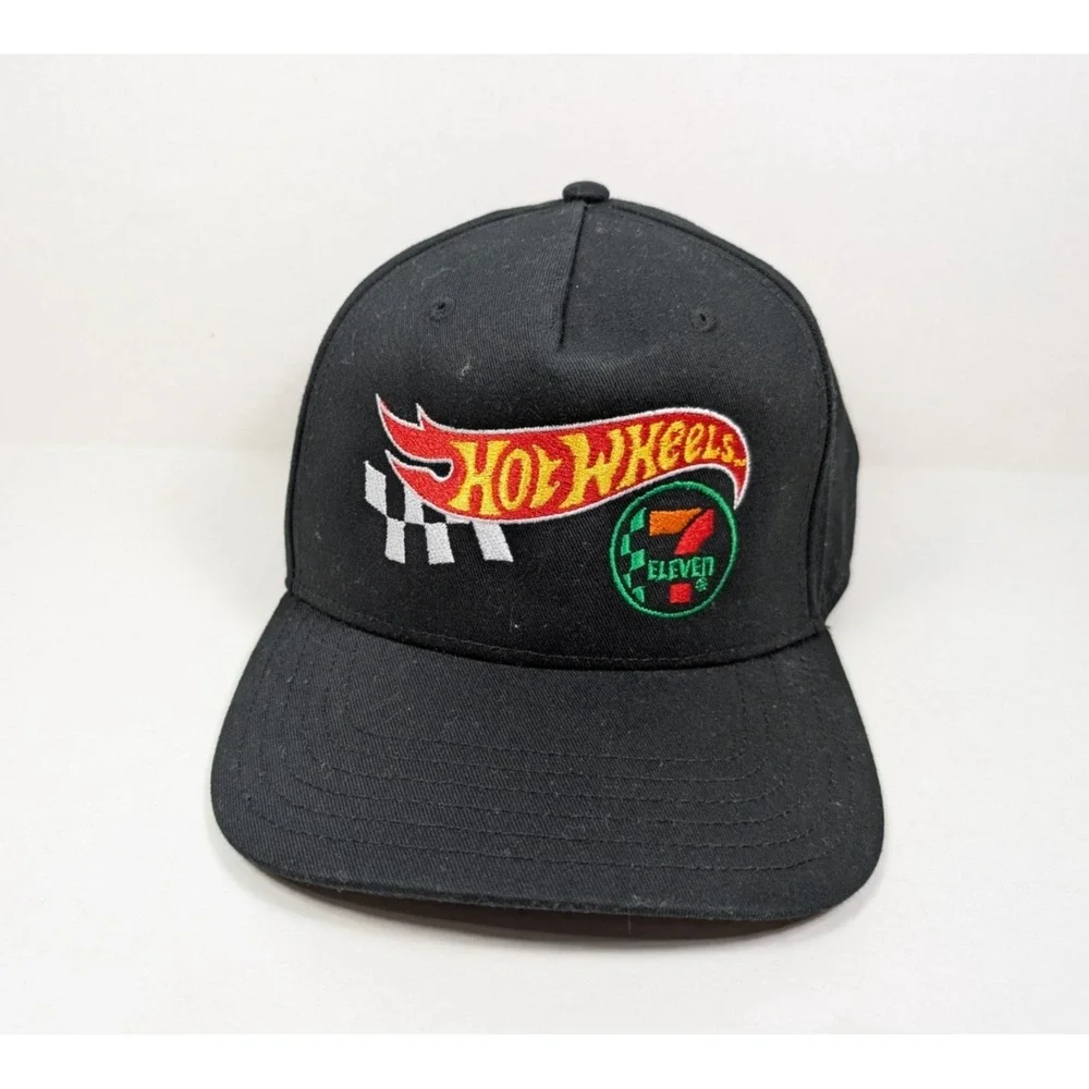 Hot Wheels x 7-11 Logo Hat Black Snapback Adjustable 100% Cotton Limited Edition